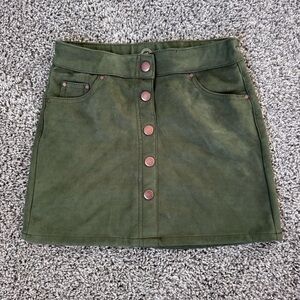 Girl’s Faux Suede Leather Skirt Size Medium (7/8) Hunter Green Wonder Nation